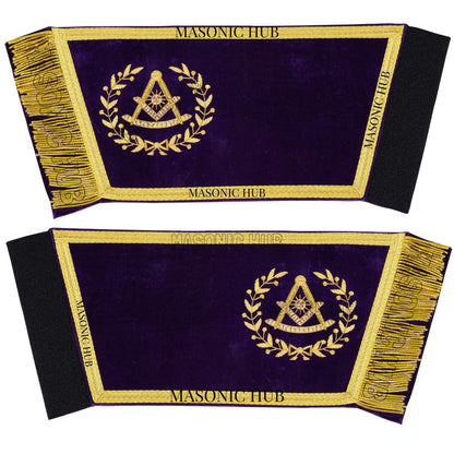 Masonic Grand Past Master Purple Gauntlets Cuffs Gold Bullions Threads Fringe