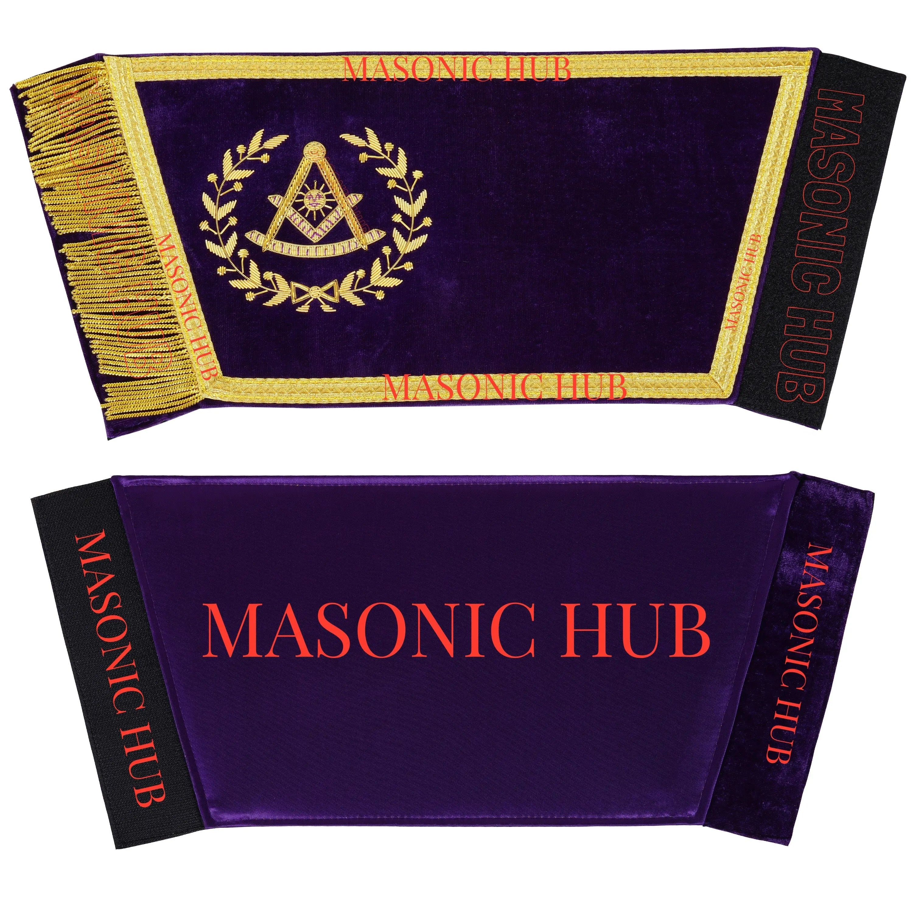 Masonic Grand Past Master Purple Gauntlets Cuffs Gold Bullions Threads Fringe Masonic Hub