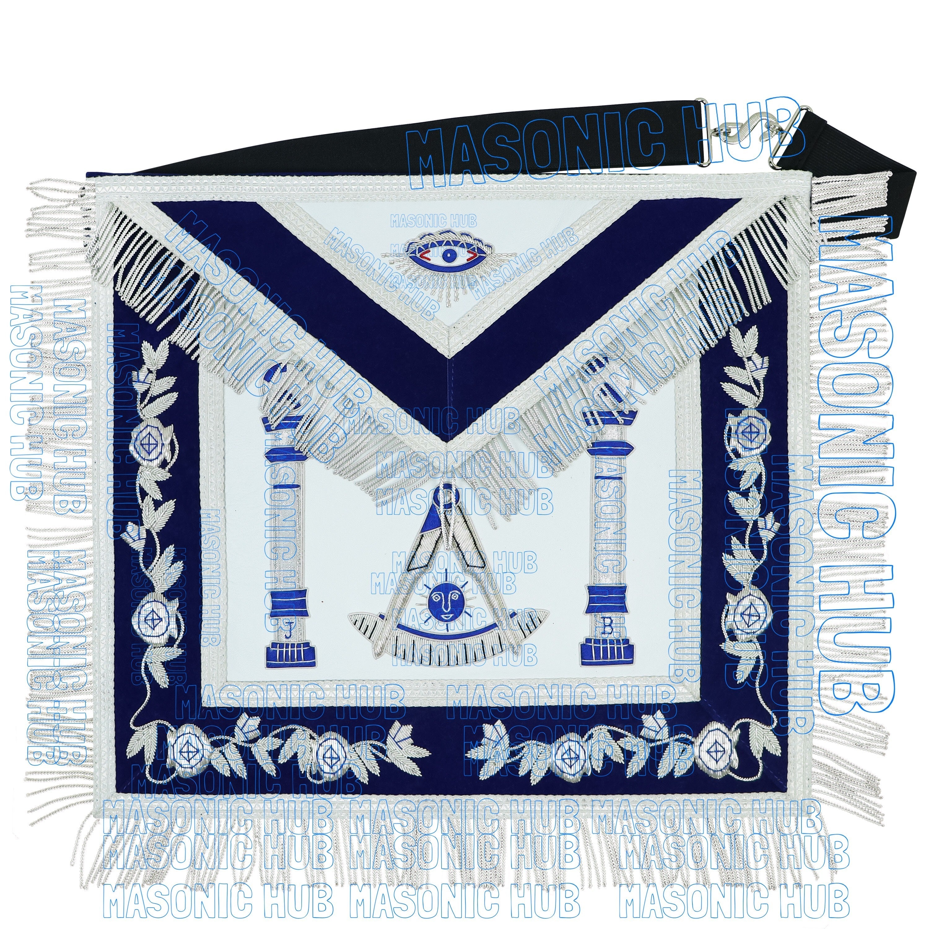 Masonic Past Master Lambskin Apron Compass & Quadrant, Hand-Embroidered Regalia My Store