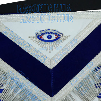 Masonic Past Master Lambskin Apron Compass & Quadrant, Hand-Embroidered Regalia
