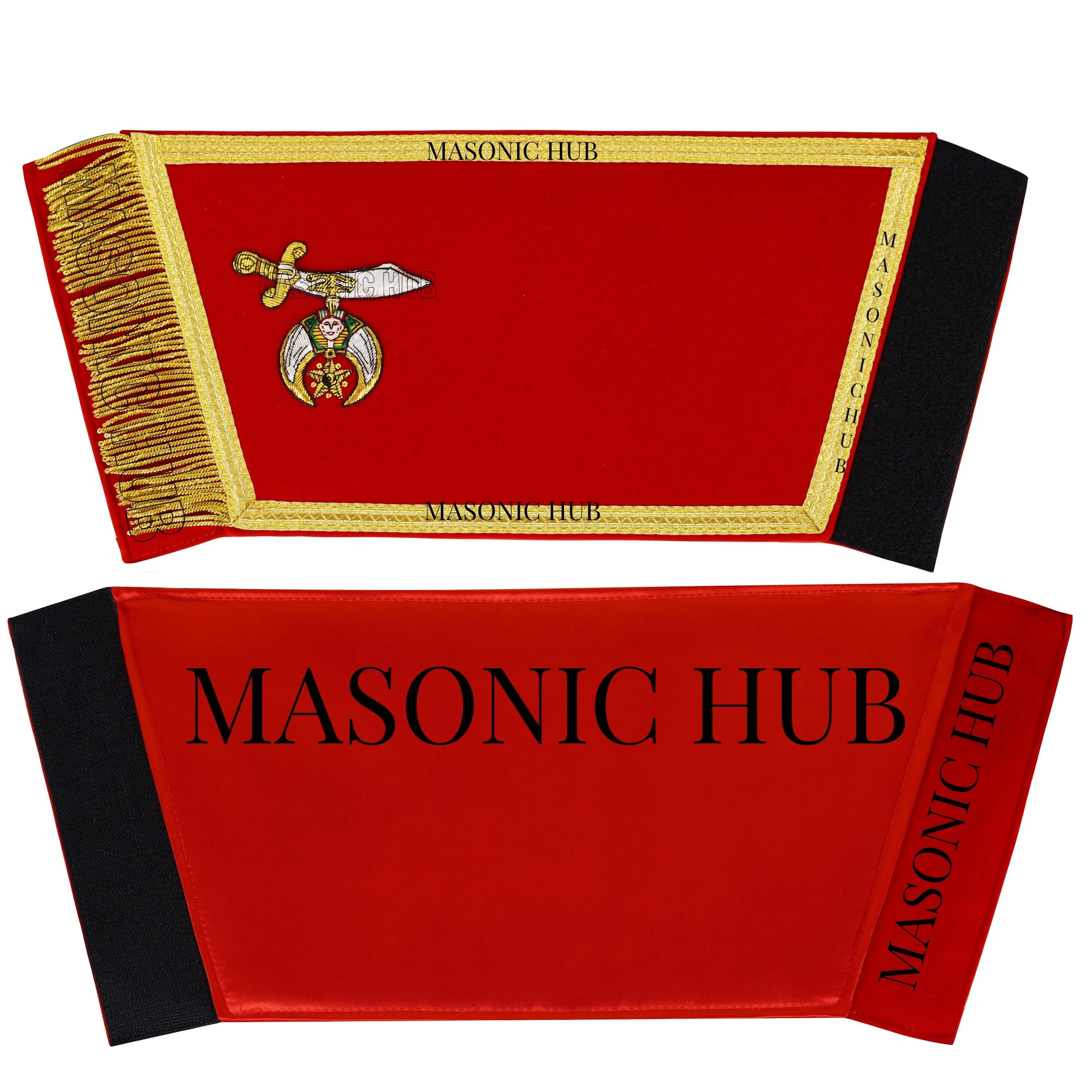 MASONIC SHRINER RED GAUNTLETS CUFFS SHRINERS BULLION HAND EMBROIDERED FRINGE SET Masonic Hub