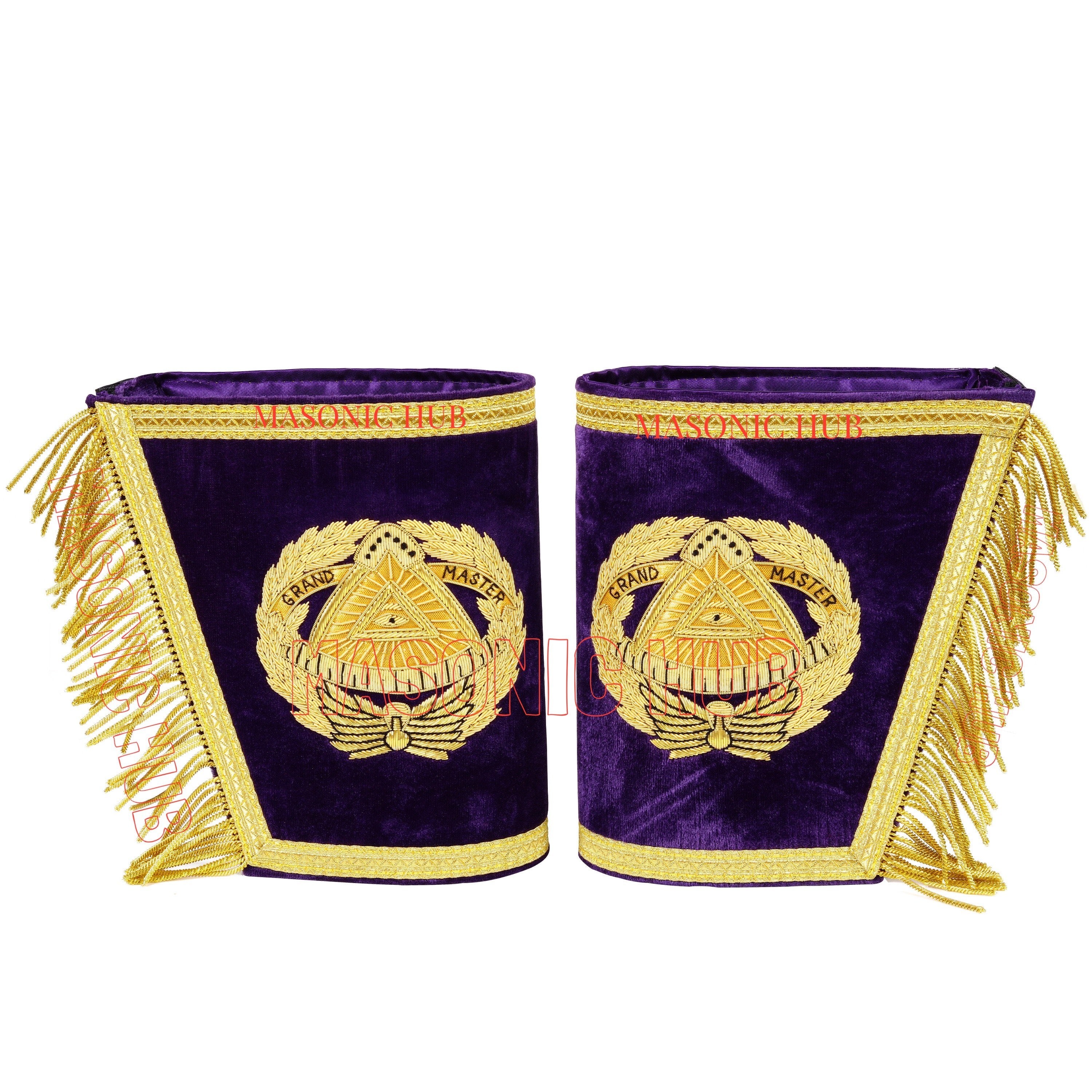 Handcrafted Masonic Grand Master Gauntlet Cuffs – Embroidered with Fringe Masonic Hub
