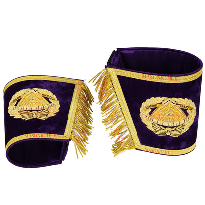 Handcrafted Masonic Grand Master Gauntlet Cuffs – Embroidered with Fringe