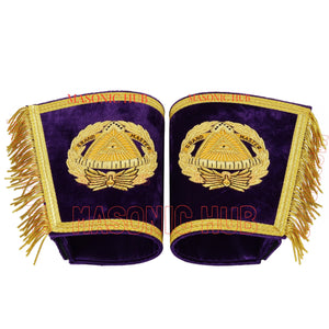 Handcrafted Masonic Grand Master Gauntlet Cuffs – Embroidered with Fringe Masonic Hub