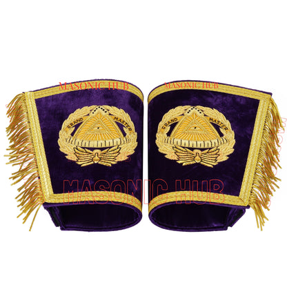 Handcrafted Masonic Grand Master Gauntlet Cuffs – Embroidered with Fringe