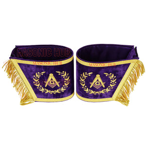 Masonic Grand Lodge Master Mason Gauntlet Cuffs – Handcrafted with Gold Bullion Embroidery Masonic Hub