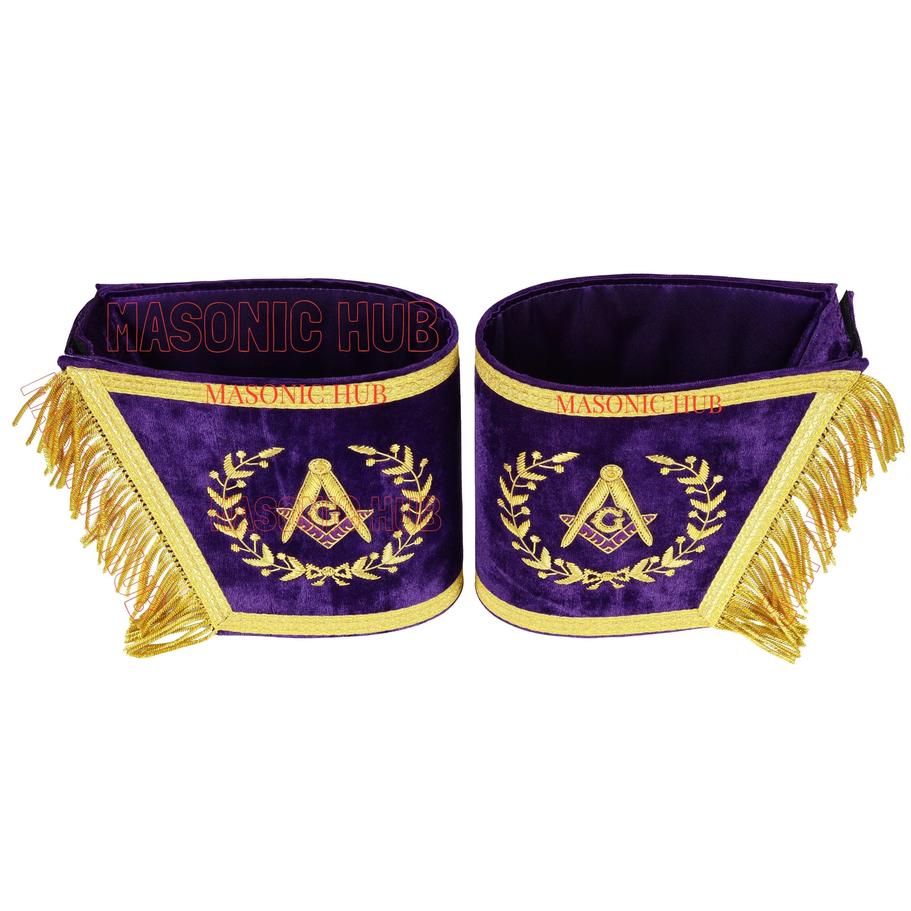 Masonic Grand Lodge Master Mason Gauntlet Cuffs – Handcrafted with Gold Bullion Embroidery Masonic Hub