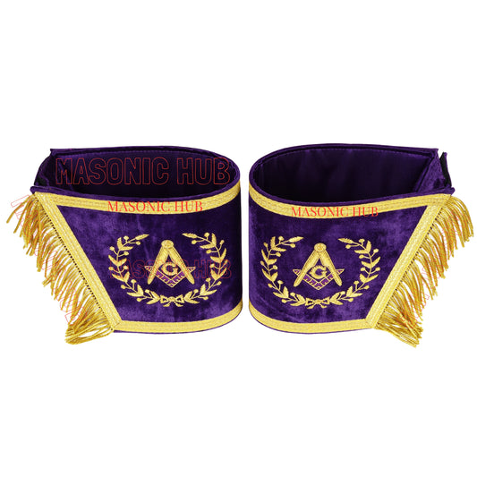 Masonic Grand Lodge Master Mason Gauntlet Cuffs – Handcrafted with Gold Bullion Embroidery