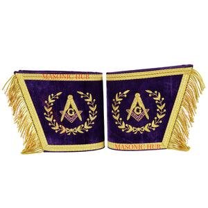 Masonic Grand Lodge Master Mason Gauntlet Cuffs – Handcrafted with Gold Bullion Embroidery Masonic Hub