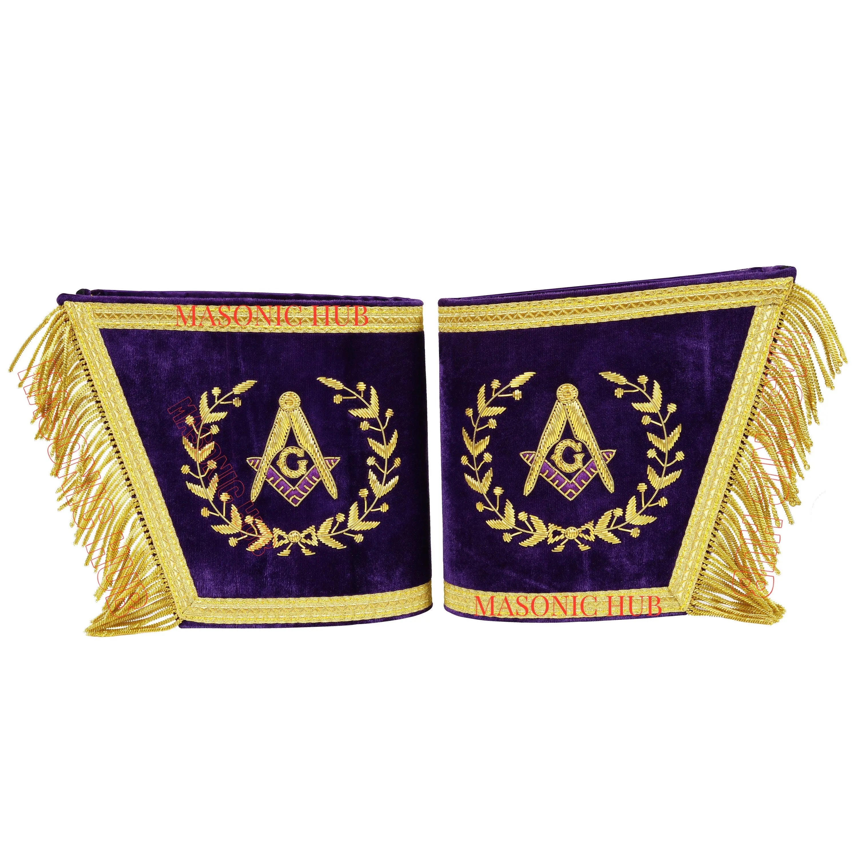 Masonic Grand Lodge Master Mason Gauntlet Cuffs – Handcrafted with Gold Bullion Embroidery Masonic Hub