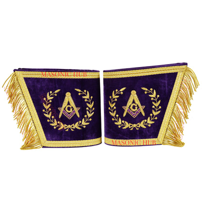 Masonic Grand Lodge Master Mason Gauntlet Cuffs – Handcrafted with Gold Bullion Embroidery