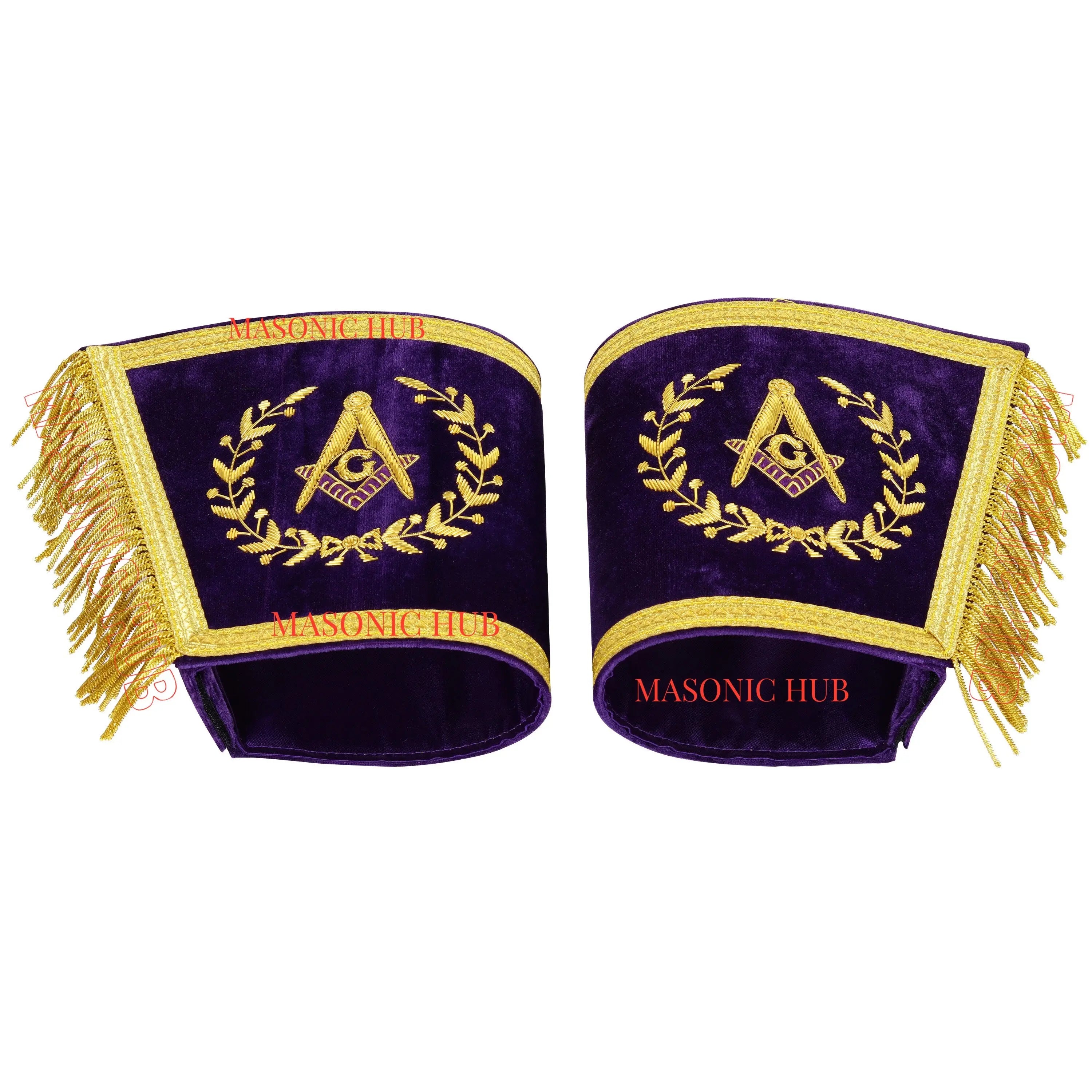 Masonic Grand Lodge Master Mason Gauntlet Cuffs – Handcrafted with Gold Bullion Embroidery Masonic Hub