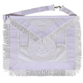 Masonic Past Master Sheepskin Apron - All White, Hand-Embroidered with Wreath Masonic Hub