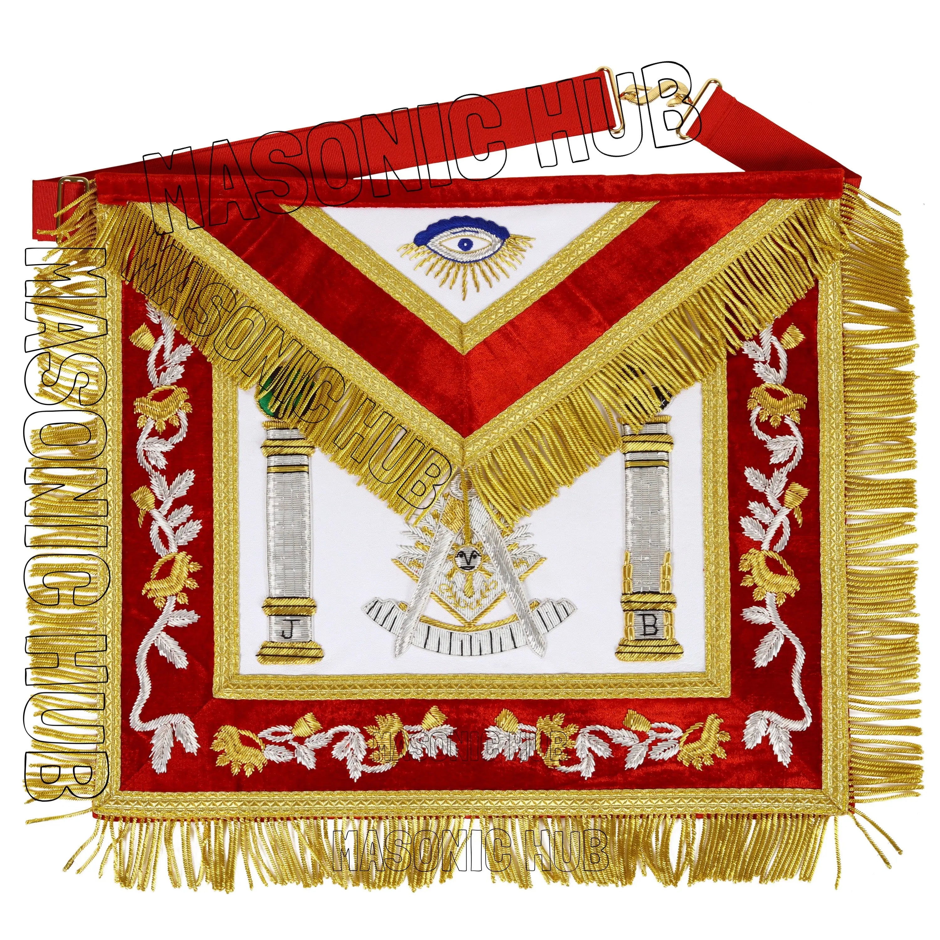 Handmade Masonic Past Master Apron – Premium Sheep Leather with Gold &amp; Silver Bullion Embroidery Masonic Hub