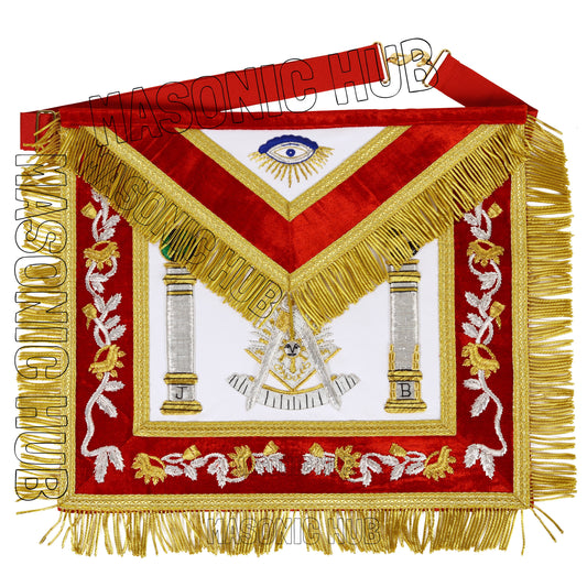 Handmade Masonic Past Master Apron – Premium Sheep Leather with Gold &amp; Silver Bullion Embroidery