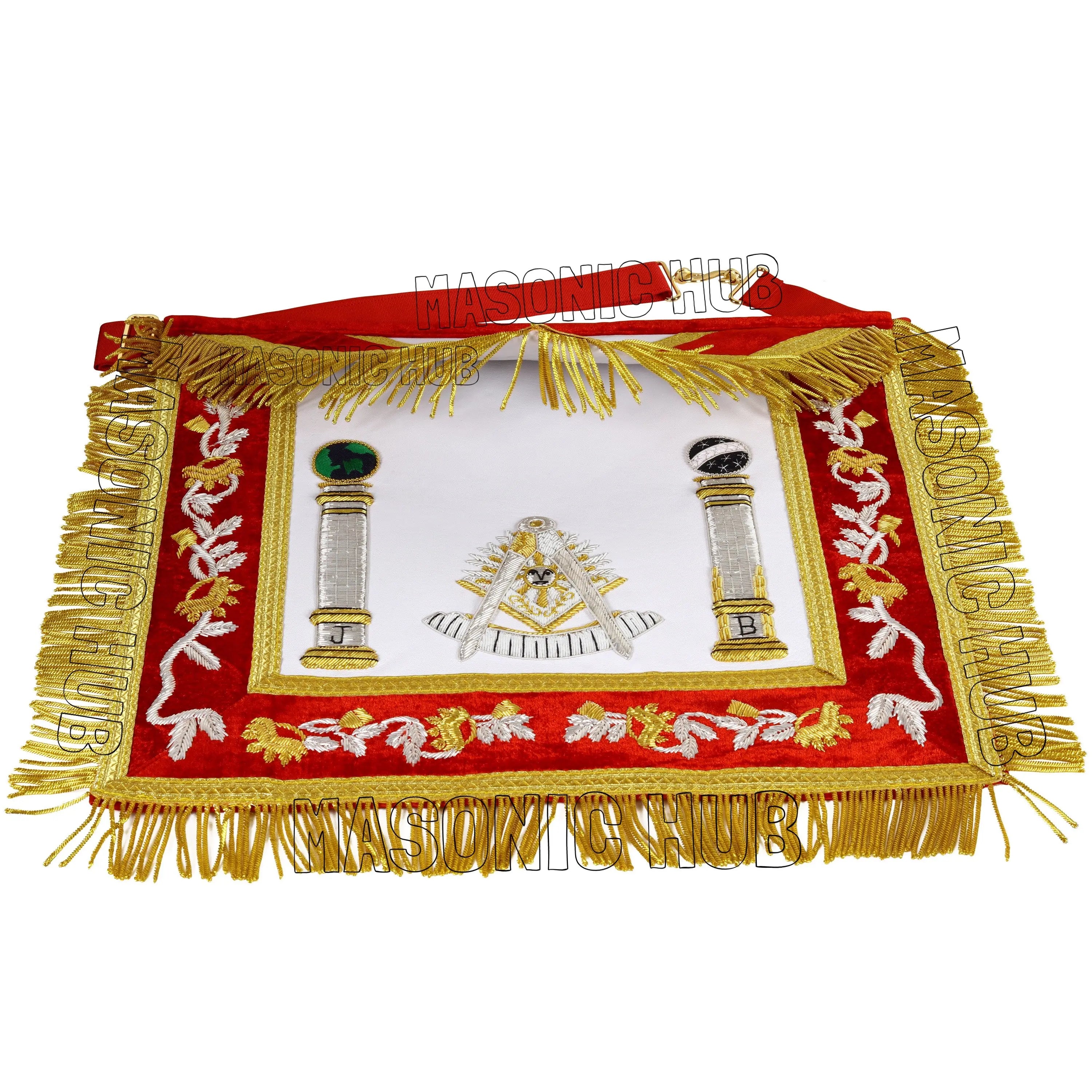 Handmade Masonic Past Master Apron – Premium Sheep Leather with Gold &amp; Silver Bullion Embroidery Masonic Hub