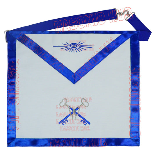 Treasurer Masonic Cotton Apron - Freemason Blue Lodge Regalia, Adjustable Belt