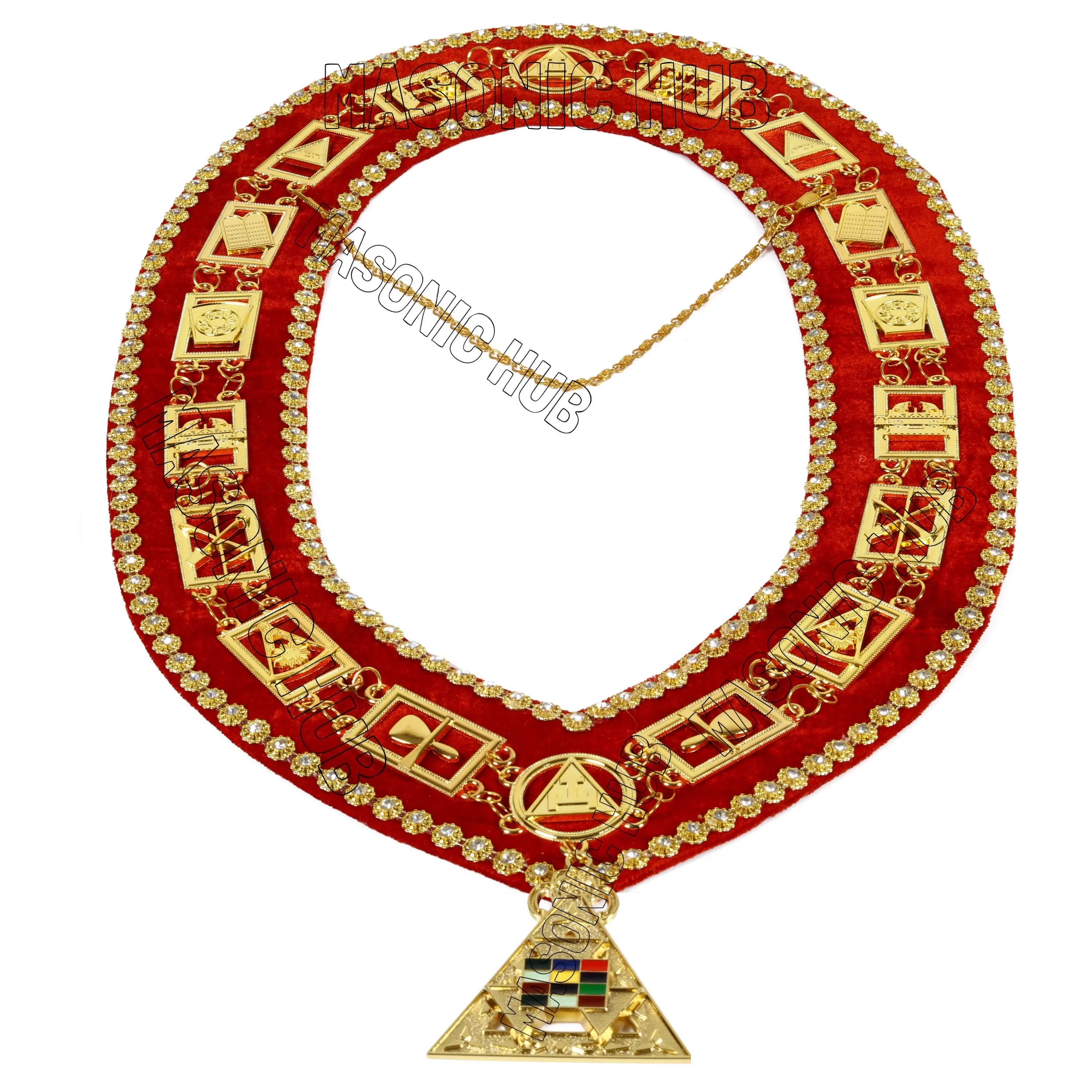 Handmade Lambskin Royal Arch PHP Past High Priest Apron & Collar with Free Jewel Masonic Hub