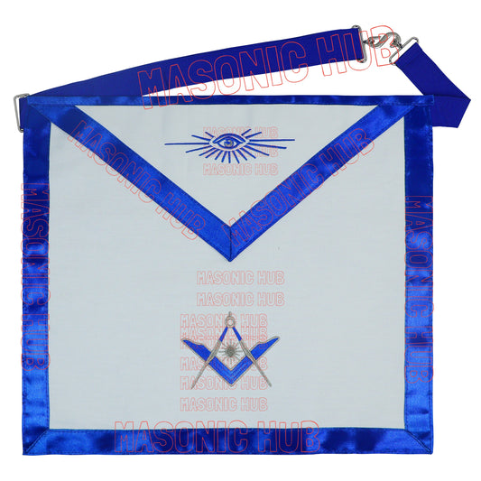 Masonic Regalia Senior Deacon Cotton Apron - Blue Lodge Officer - Embroidered