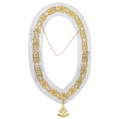 Masonic Past Master Chain Collar – Gold-Plated Jewel with White Backing