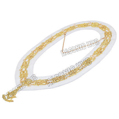 Masonic Past Master Chain Collar – Gold-Plated Jewel with White Backing