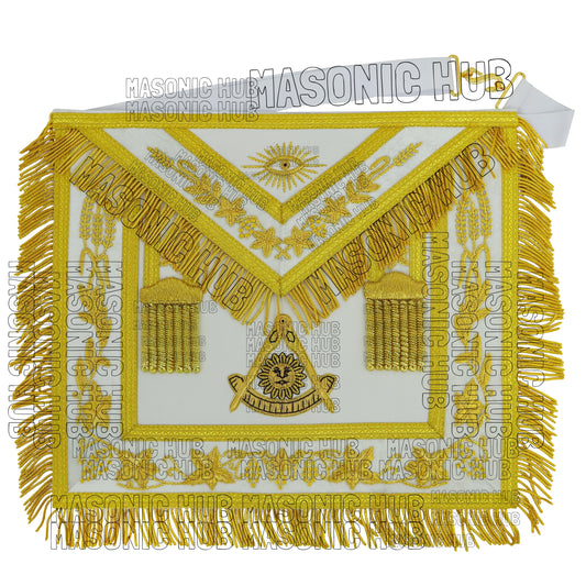 Handmade Masonic Past Master Apron – Genuine Lambskin with Compasses &amp; Quadrant
