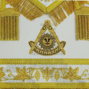 Handmade Masonic Past Master Apron – Genuine Lambskin with Compasses &amp; Quadrant Masonic Hub