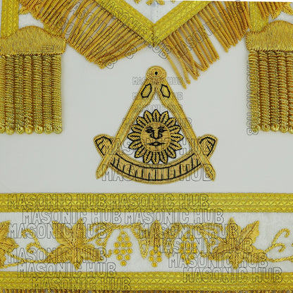 Handmade Masonic Past Master Apron – Genuine Lambskin with Compasses &amp; Quadrant