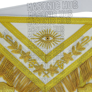 Handmade Masonic Past Master Apron – Genuine Lambskin with Compasses &amp; Quadrant Masonic Hub