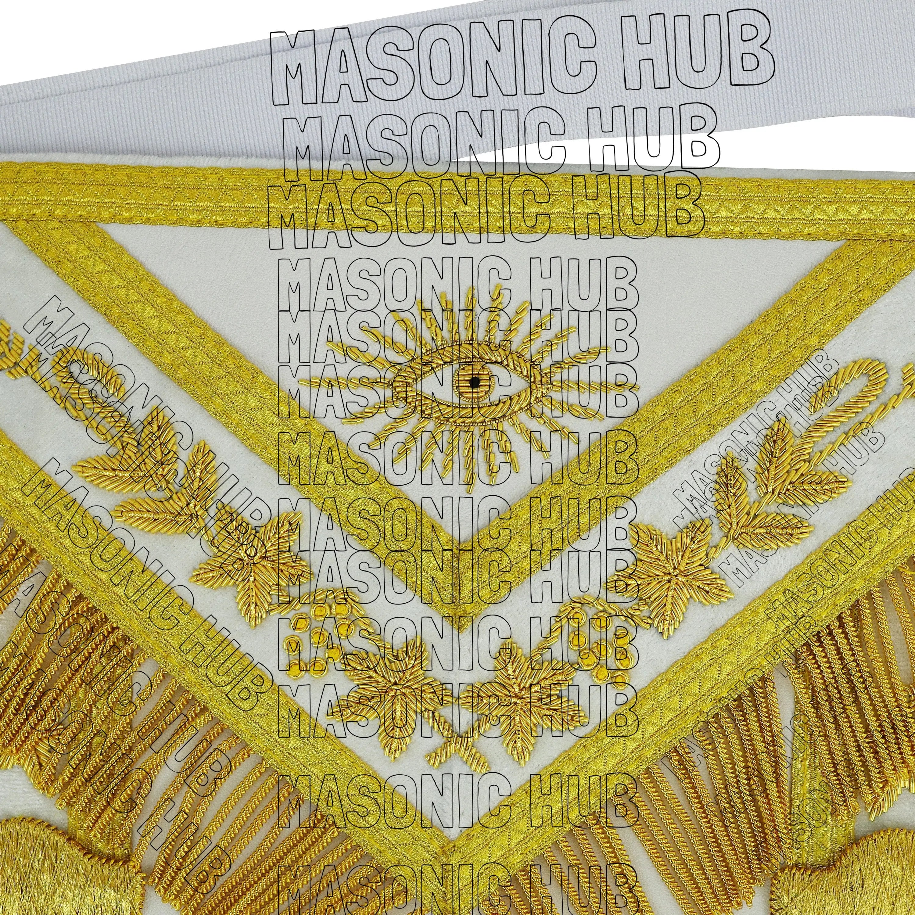 Handmade Masonic Past Master Apron – Genuine Lambskin with Compasses &amp; Quadrant Masonic Hub