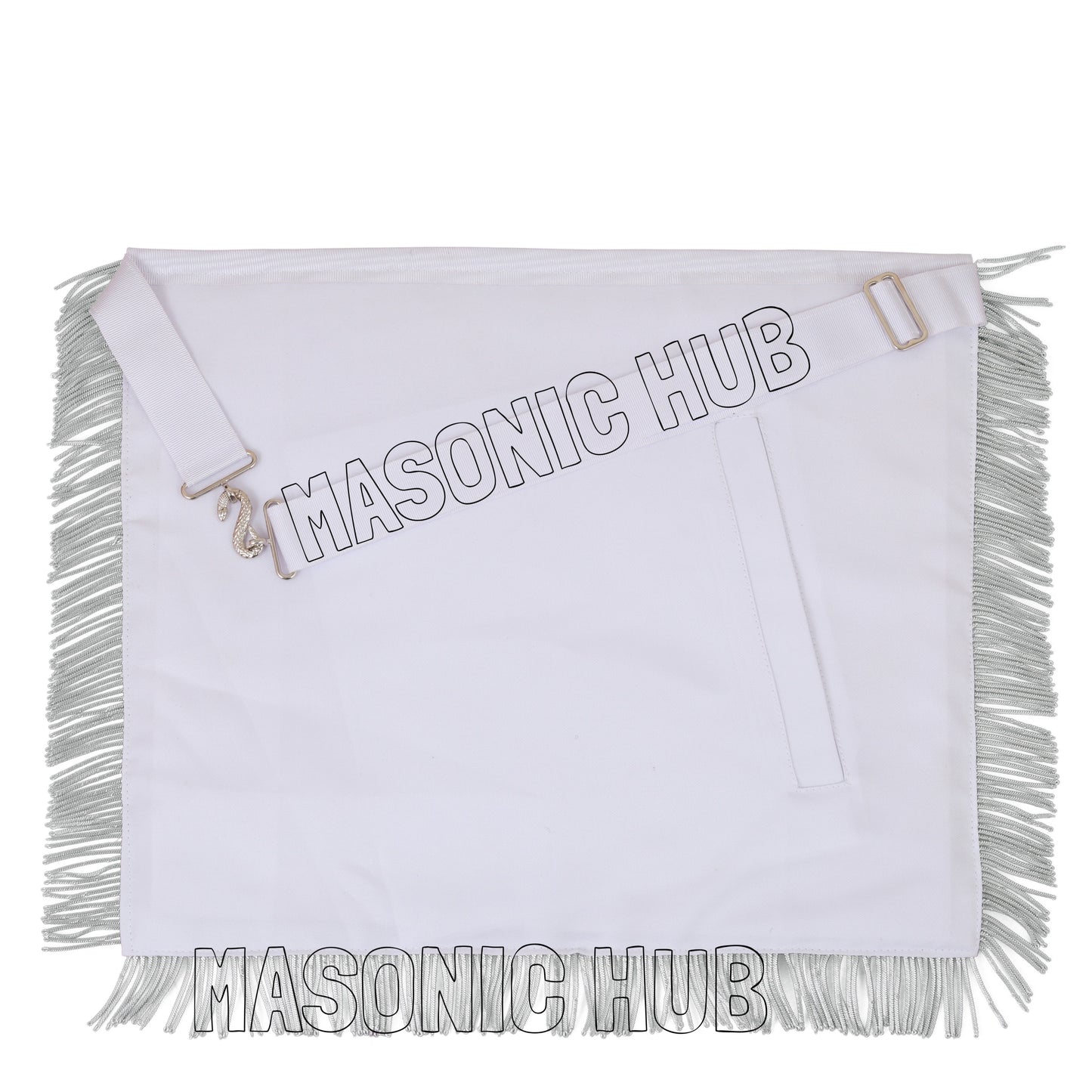 MASONIC REGALIA PAST MASTER SHEEP APRON ALL WHITE HAND EMBROIDERED +CHAIN COLLAR WITH JEWEL