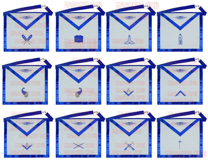 Masonic Blue Lodge Officer Aprons Set of 12 | Freemason Regalia Fraternity
