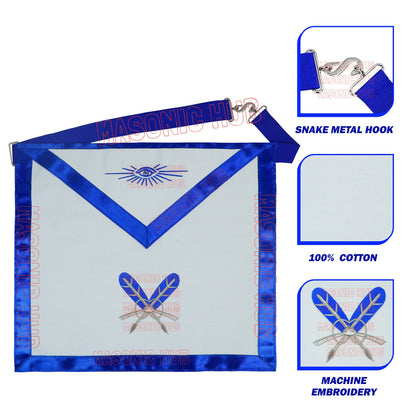 MASONIC Secretary Officer Cotton Apron - Freemason Blue Lodge Regalia