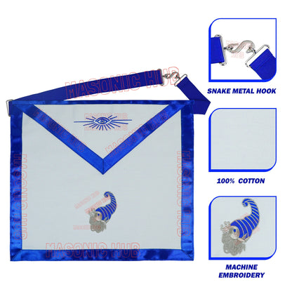 Masonic Regalia Blue Lodge Officer Senior Steward Cotton Aprons - Freemason Fraternity