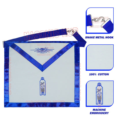 Masonic Regalia Junior Warden Cotton Apron Freemason Blue Lodge Officer 14x16