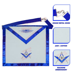 Masonic Regalia Senior Deacon Cotton Apron - Blue Lodge Officer - Embroidered My Store
