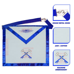 Treasurer Masonic Cotton Apron - Freemason Blue Lodge Regalia, Adjustable Belt My Store