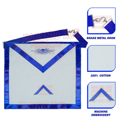 MASONIC HUB Worshipful Master Officer Cotton Apron Freemason Blue Lodge Regalia