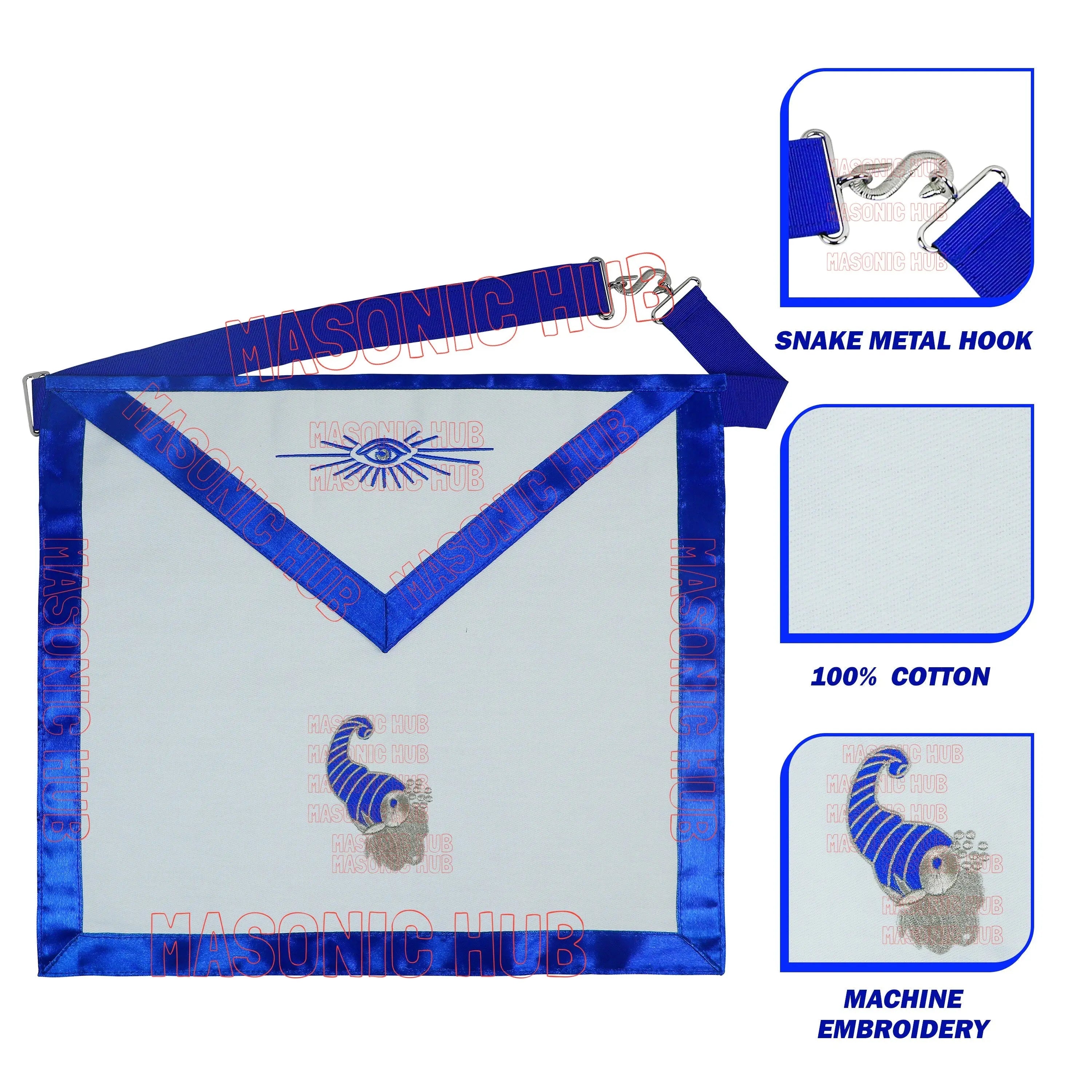 Masonic Junior Steward Cotton Apron - Blue Lodge Officer Regalia Freemason My Store
