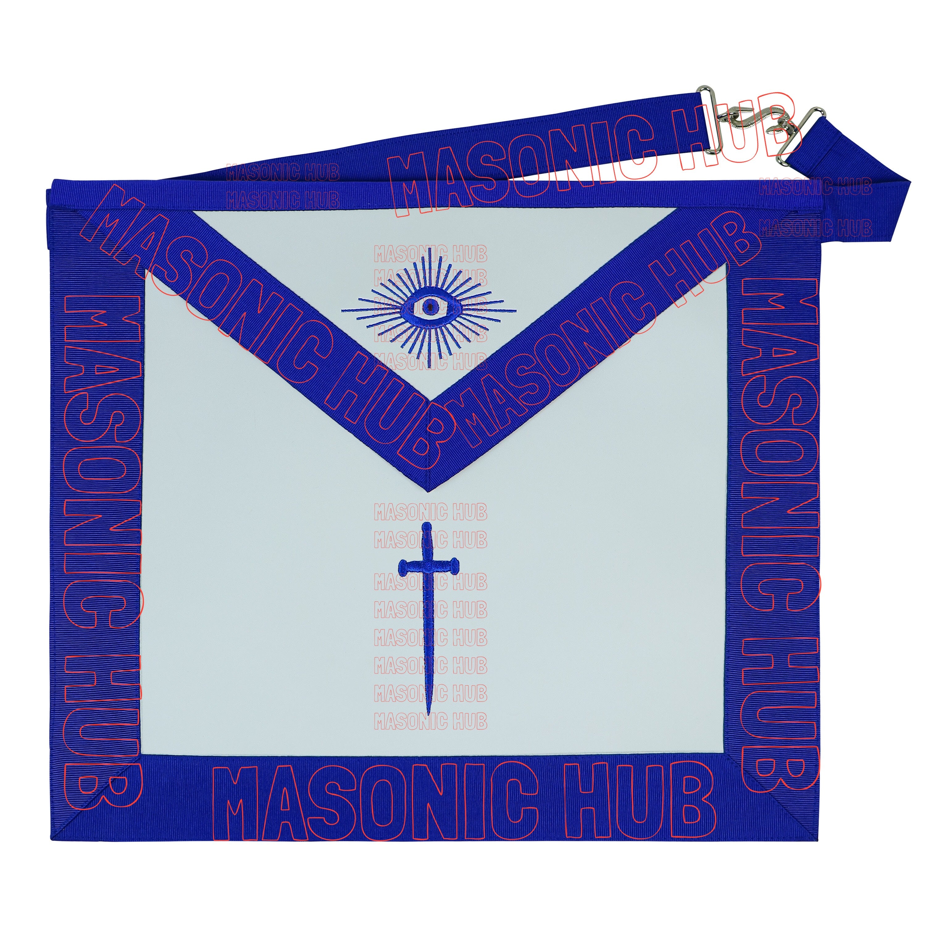 Masonic Blue Lodge Tyler Apron Set – Includes Chain Collar & Cotton Gloves