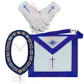 Masonic Blue Lodge Tyler Apron Set – Includes Chain Collar & Cotton Gloves Masonic Hub