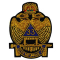 Masonic Scottish Rite AASR 33 Degree Emblem patch Hand Embroidered Masonic Hub
