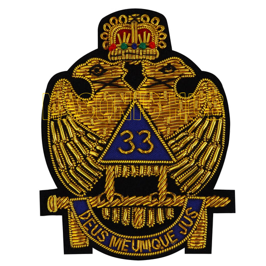 Masonic Scottish Rite AASR 33 Degree Emblem patch Hand Embroidered