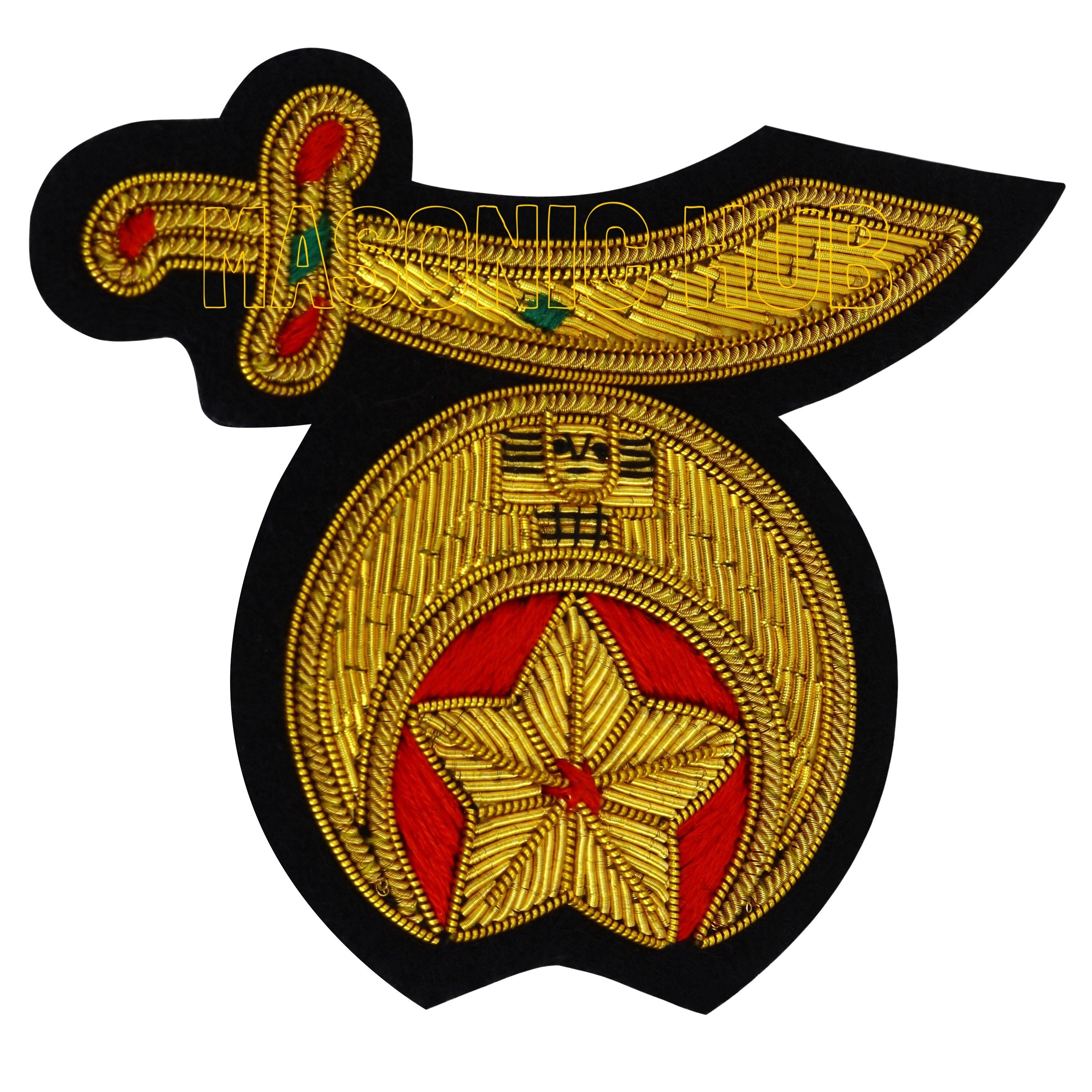 Masonic Majesty Handcrafted Shrine Bullion Threads Emblem" Shriner Emblem Masonic Hub