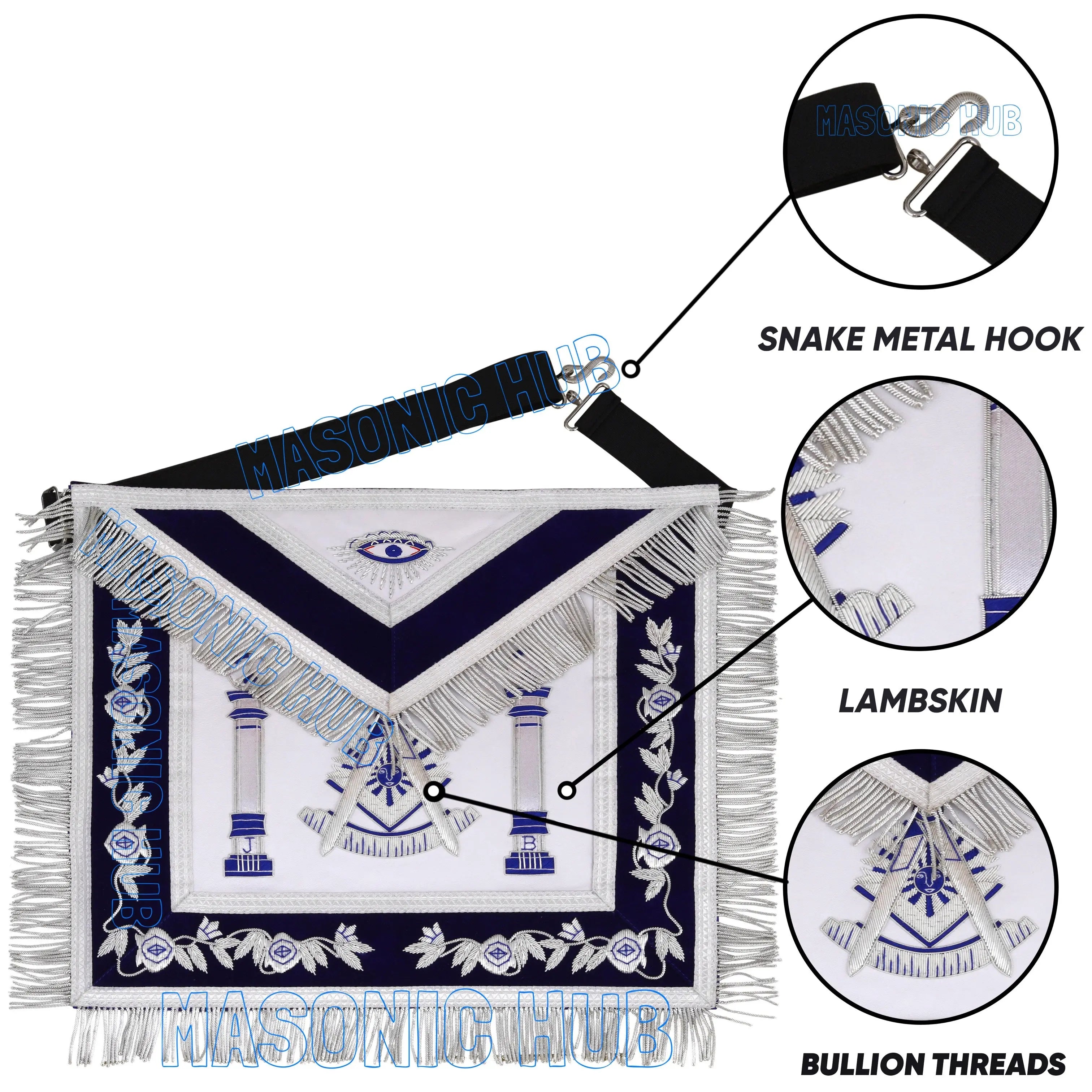 Masonic Past Master Sunburst Emblem Lambskin Apron – Hand-Embroidered Freemason Regalia Masonic Hub