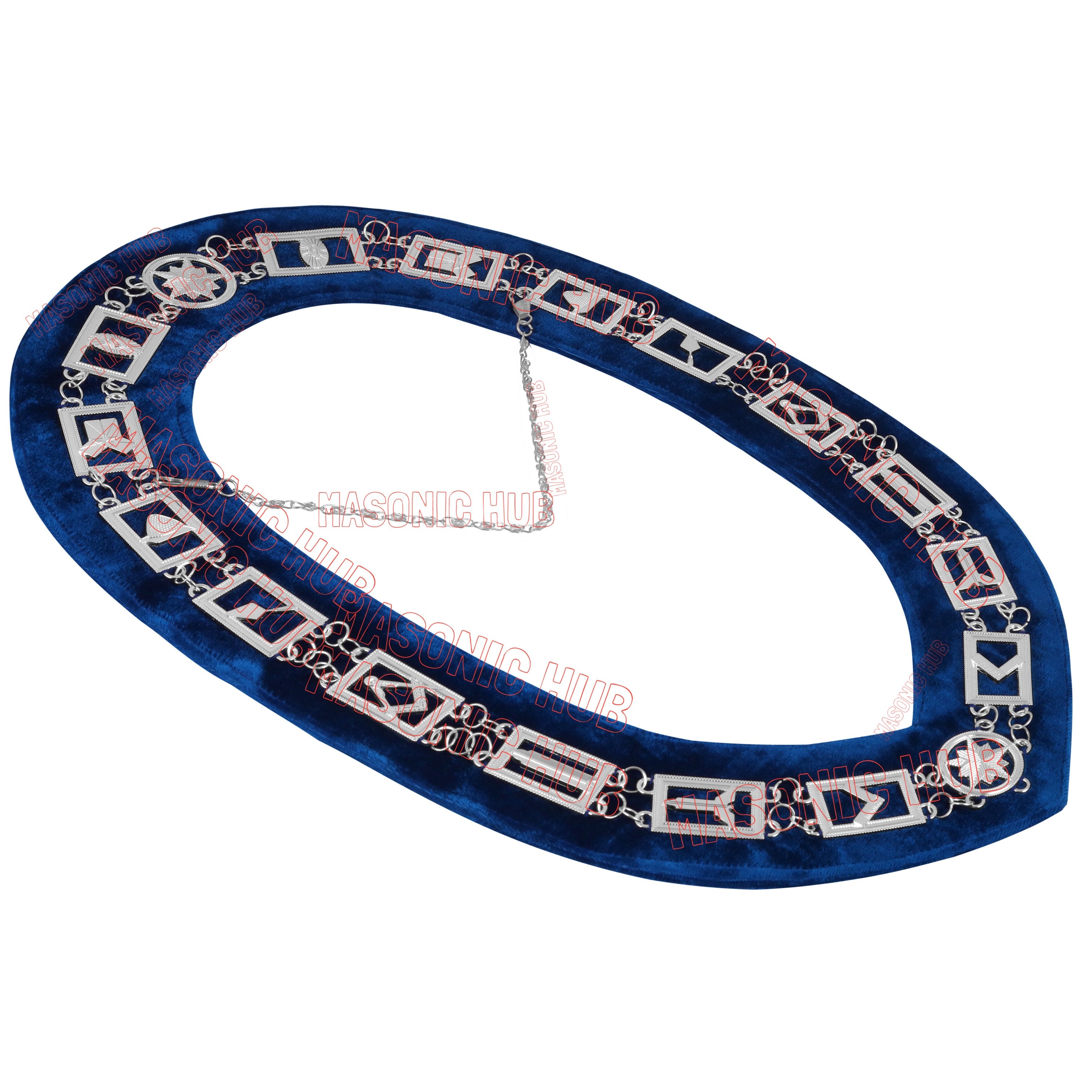 Blue Lodge Masonic Working Tools + Chain Collars with Blue Velvet Backing