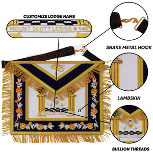 Masonic Custom Past Master Apron – Hand-Embroidered 100% Lambskin Masonic Hub
