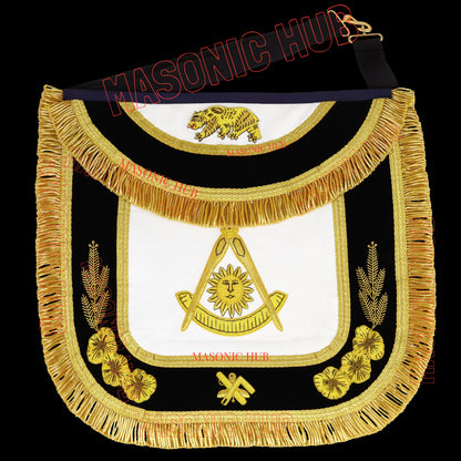 The California Past Master's Masonic Sheep Leather Apron – Gold Bullion Embroidery