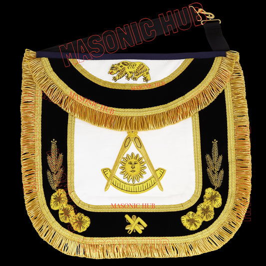 The California Past Master's Masonic Sheep Leather Apron – Gold Bullion Embroidery