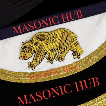 The California Past Master's Masonic Sheep Leather Apron – Gold Bullion Embroidery